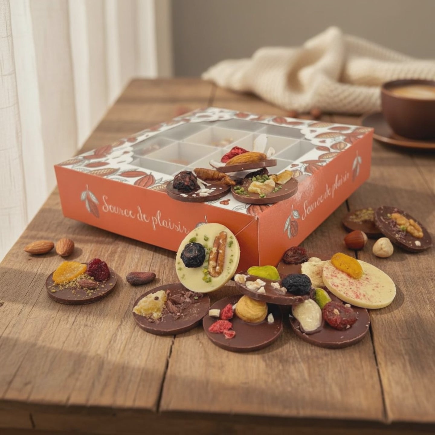 Box of chocolate mendiants 48 pieces