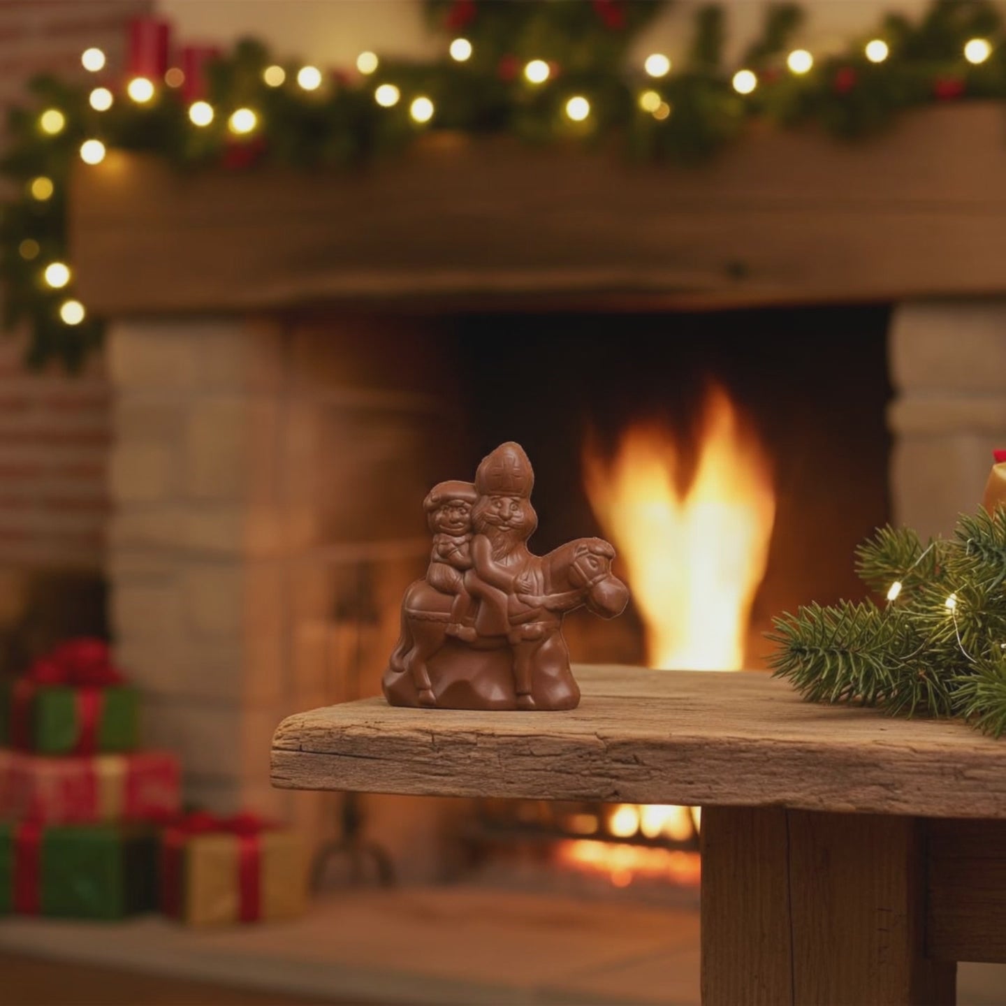 Milk chocolate Saint Nicholas riding his horse 230g