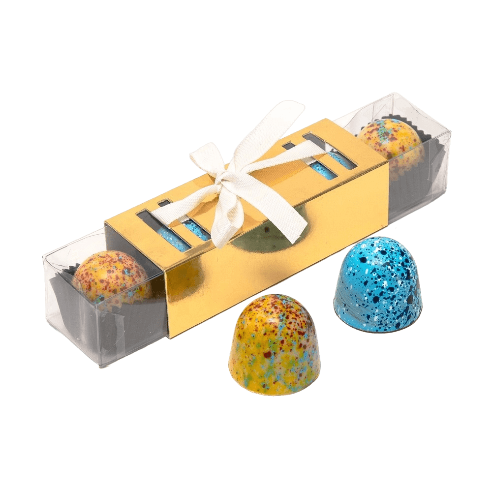 Stick of mango and salted caramel pralines 5407008470654 The Belgian Chocolate Makers