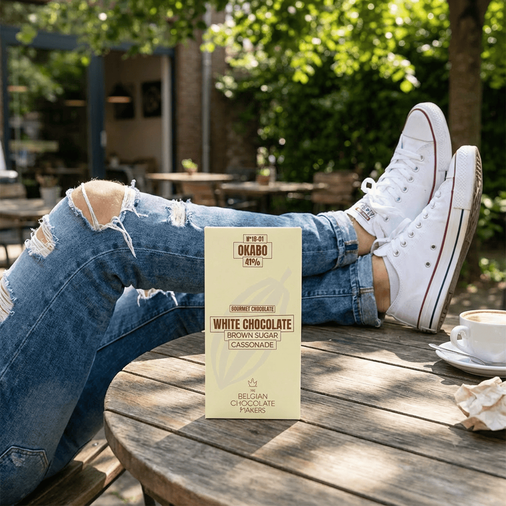 White chocolate bar brown sugar cassonade 41% 5407008478308 The Belgian Chocolate Makers