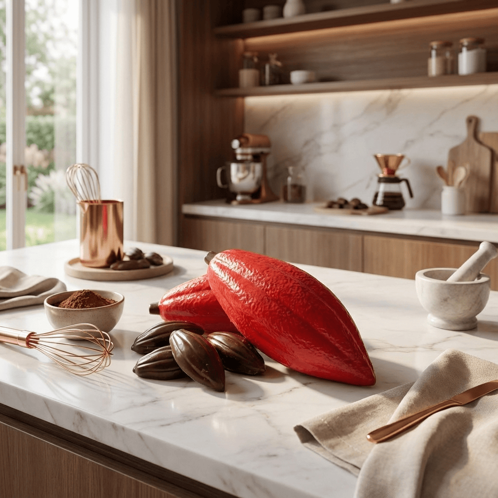 White chocolate cacao pod with pralines 100g 5407008478957 The Belgian Chocolate Makers