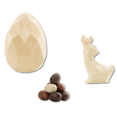 White chocolate diamond Easter egg with small eggs and a bunny inside 220g 5407008471637 The Belgian Chocolate Makers