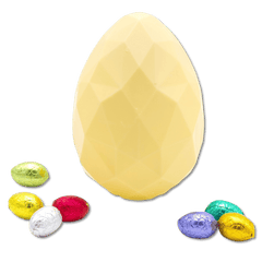 White chocolate diamond Easter egg with small eggs inside 300g 5407008475550 The Belgian Chocolate Makers