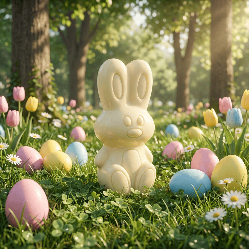 White chocolate Easter bunny 150g 5407008472092 The Belgian Chocolate Makers