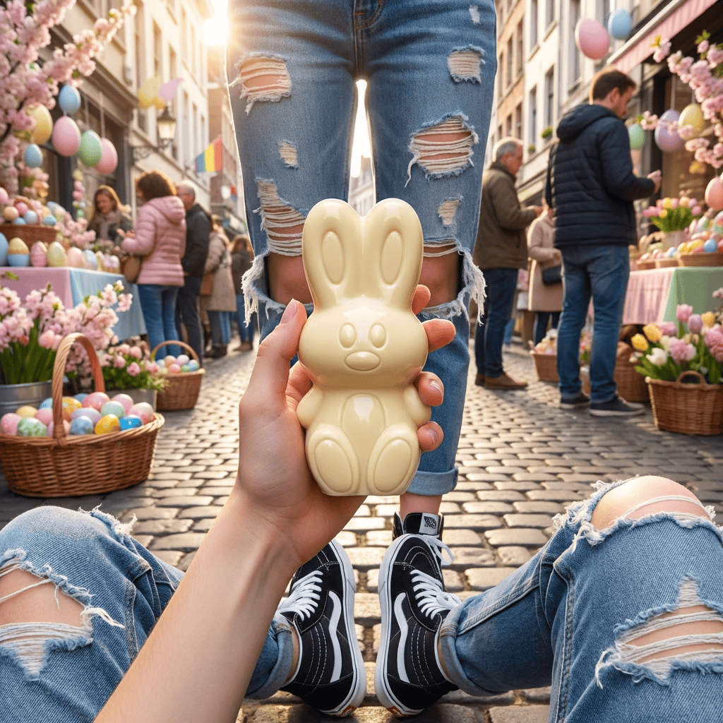 White chocolate Easter bunny 150g 5407008472092 The Belgian Chocolate Makers