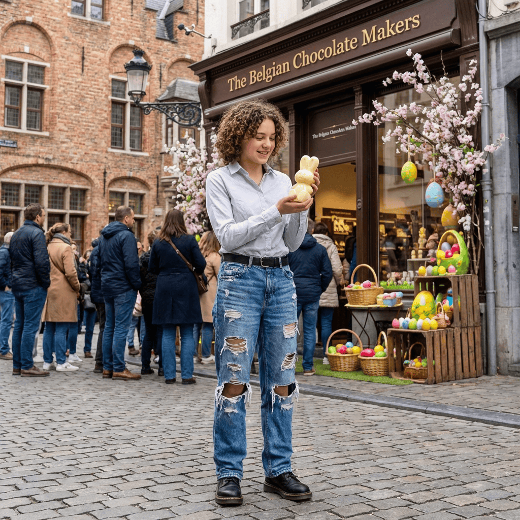 White chocolate Easter bunny 150g 5407008472092 The Belgian Chocolate Makers