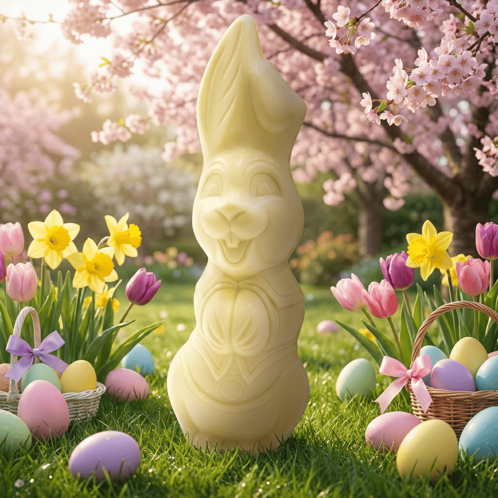 White chocolate Easter bunny 400g 5407008472108 The Belgian Chocolate Makers