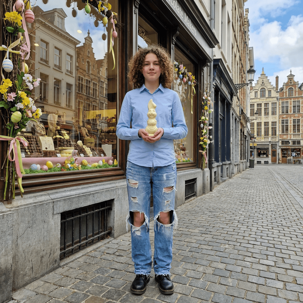 White chocolate Easter bunny 400g 5407008472108 The Belgian Chocolate Makers