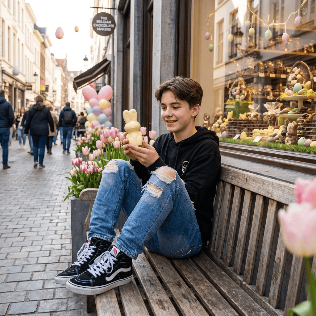 White chocolate Easter bunny 45g 5407008472115 The Belgian Chocolate Makers