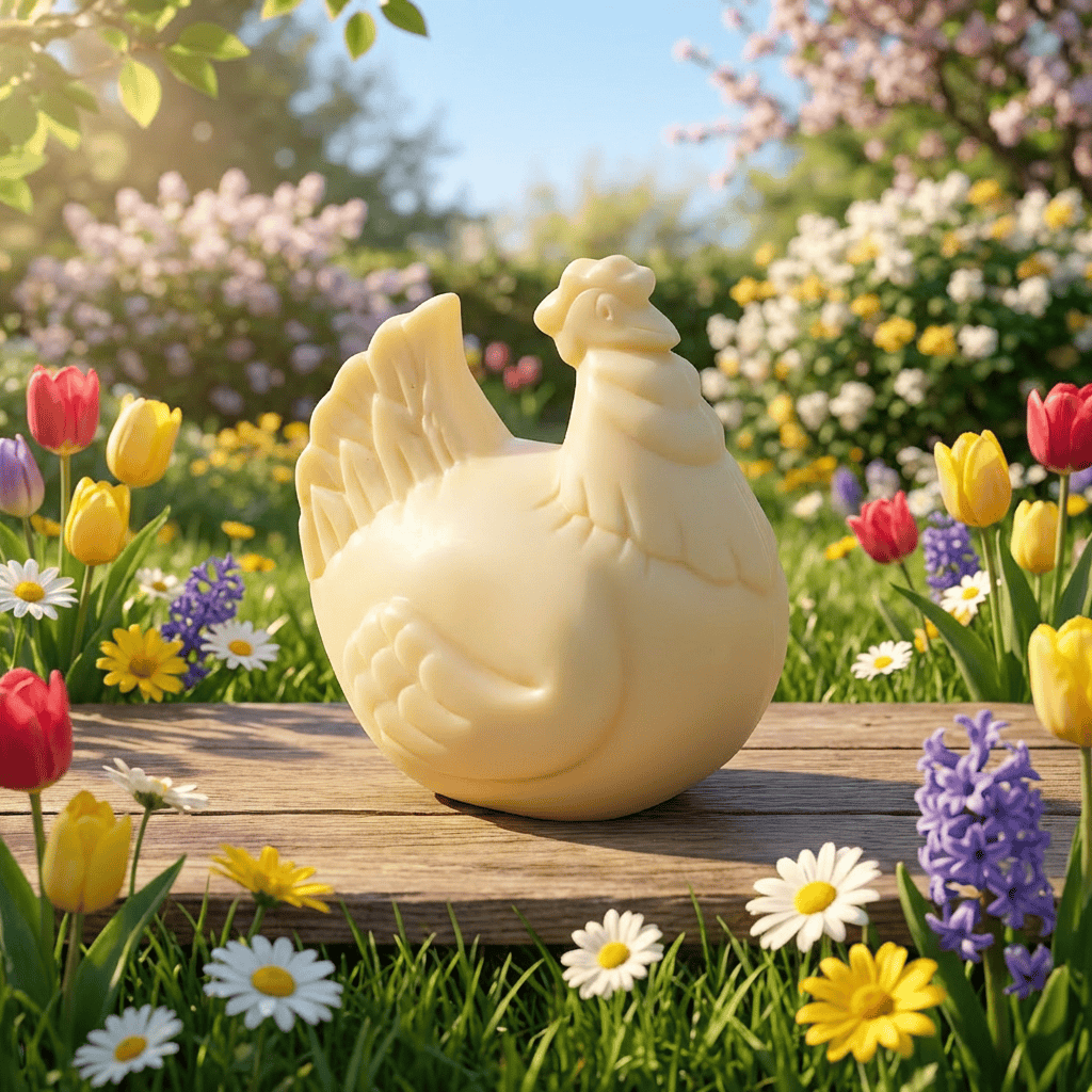 White chocolate Easter hen 120g 5407008472146 The Belgian Chocolate Makers
