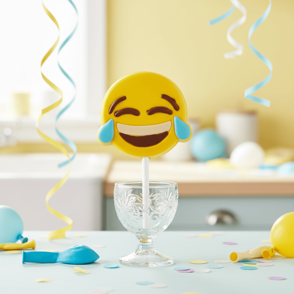 White chocolate emoji joy lollipop 30g 5407008476670 The Belgian Chocolate Makers