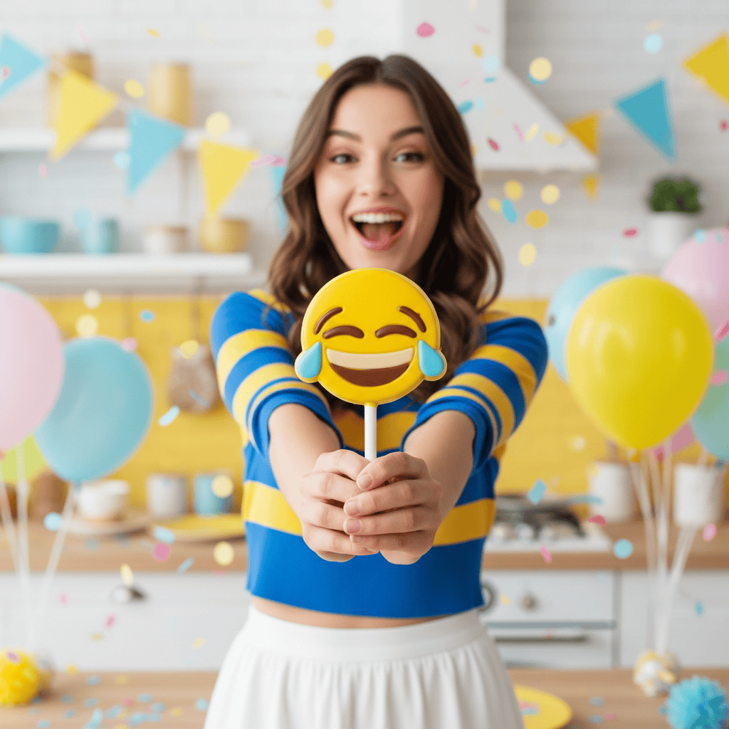 White chocolate emoji joy lollipop 30g 5407008476670 The Belgian Chocolate Makers