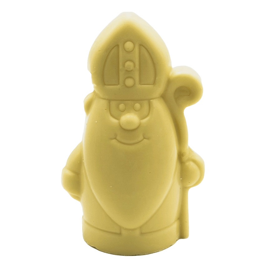White chocolate Saint Nicholas with sceptre 150g 5407008471293 The Belgian Chocolate Makers
