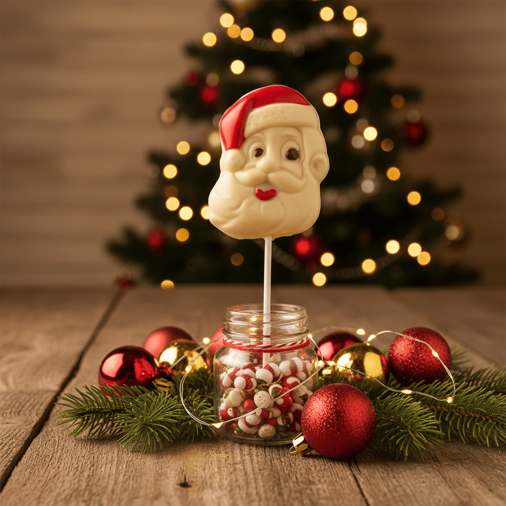 White chocolate Santa Claus lollipop 20g 5407008477080 The Belgian Chocolate Makers