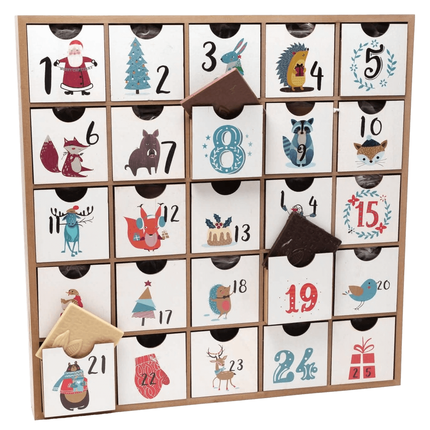 Wooden advent calendar origin 1 Kg 5407008478506 The Belgian Chocolate Makers